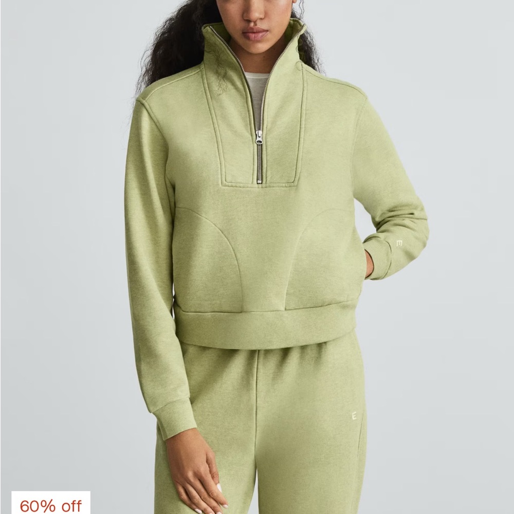 EVERLANE The Track Half Zip Organic Cotton Sweatshirt